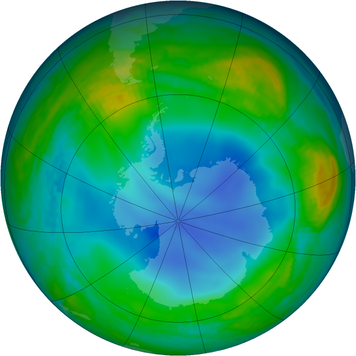 Antarctic ozone map for 13 June 1986